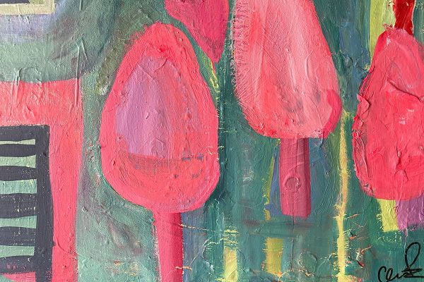 Photo of an Acrylic painting on canvas by Australian artist Claire Phillips titled A 3 Trees